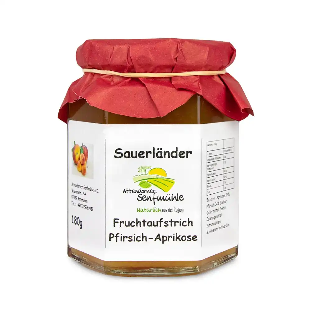 Pfirsich-Aprikose Fruchtaufstrich von der Attendorner Senfmühle