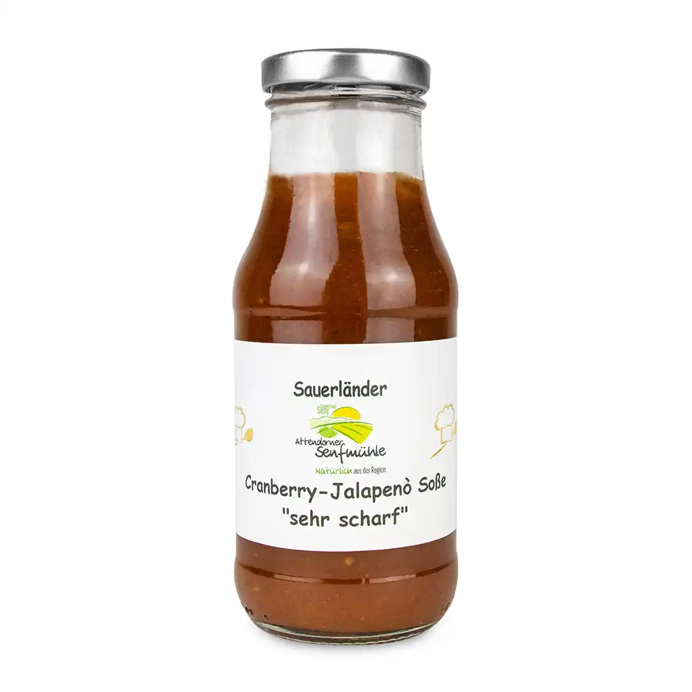 Cranberry-Jalapeños-Soße - sehr scharf von der Attendorner Senfmühle