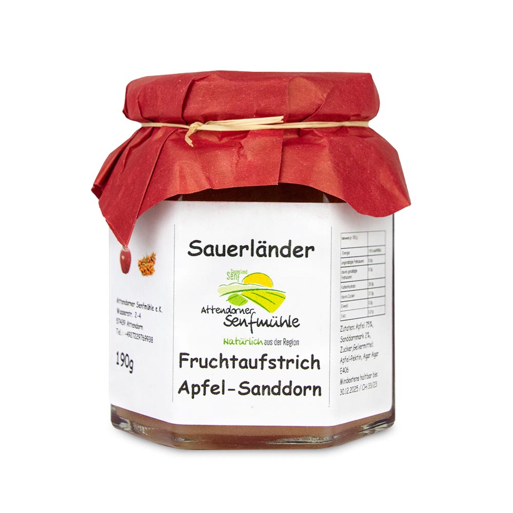 Apfel-Sanddorn Fruchtaufstrich von der Attendorner Senfmühle
