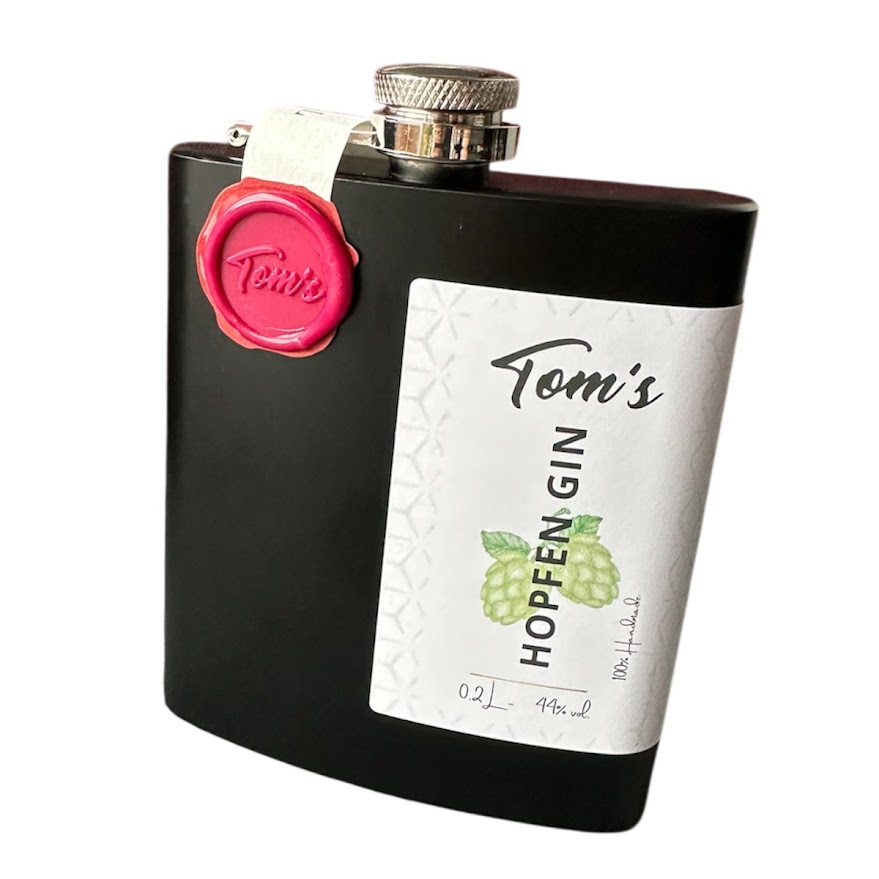 Tom’s Hopfen Gin Flachmann 200 ml aus Finnentrop, Sauerland – Premium Craft Gin mit Hopfenaroma