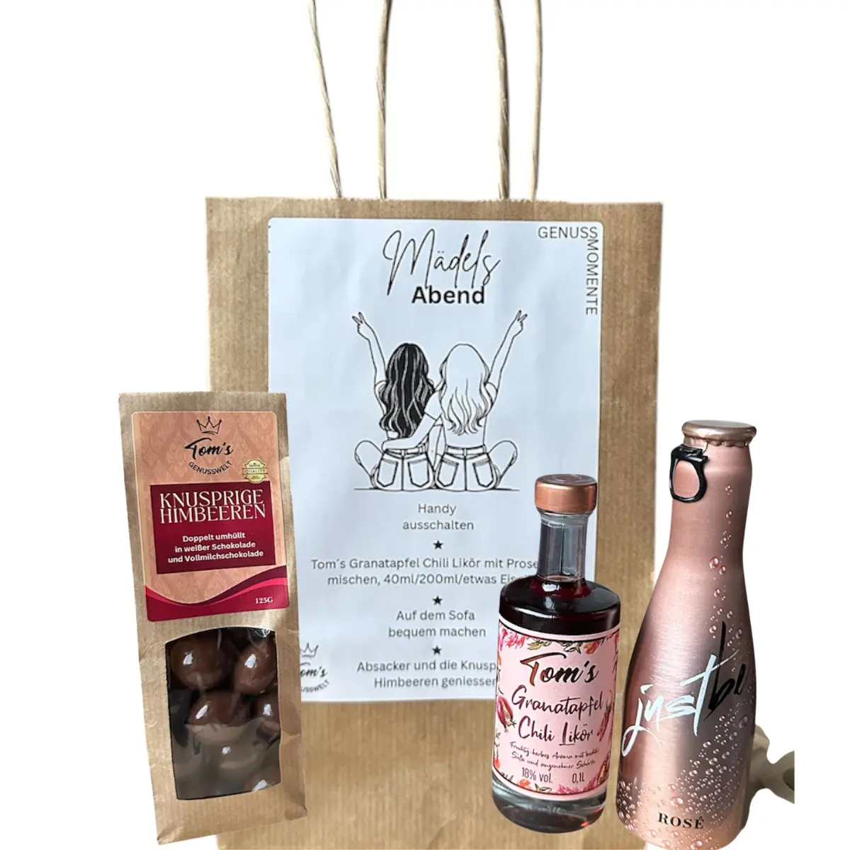 Mädelsabend Tüte – Geschenkset mit Likör und Prosecco