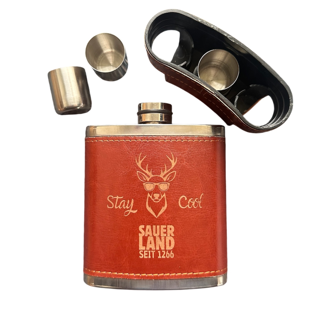 Flachmann 200ml Leder Stay Cool