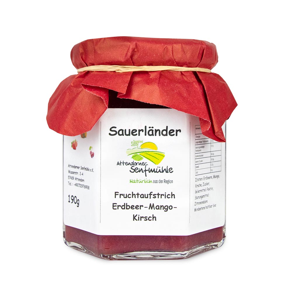 Erdbeer-Mango-Kirsch Fruchtaufstrich von der Attendorner Senfmühle