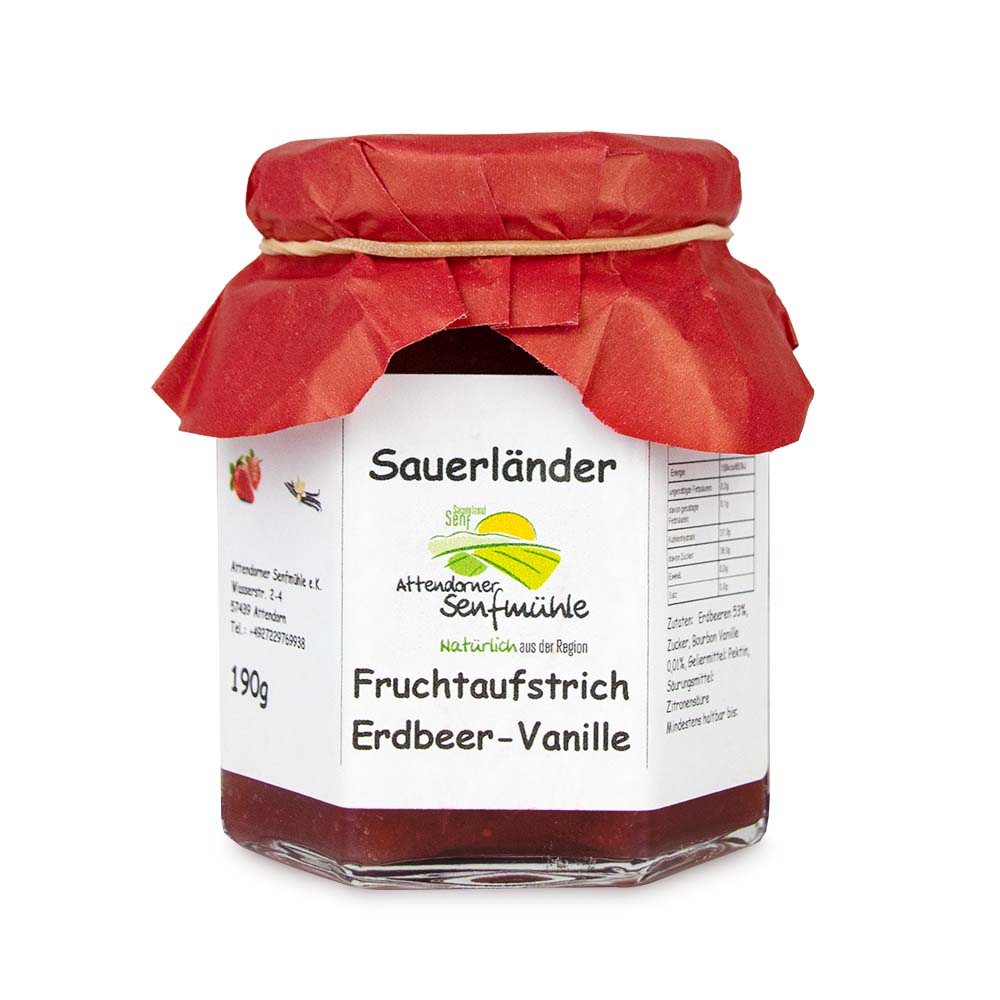 Erdbeer-Vanille Fruchtaufstrich von der Attendorner Senfmühle